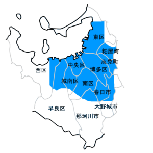 福岡の派遣型マッサージエリアマップ