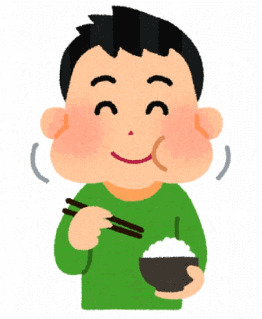 男性がご飯を食べている